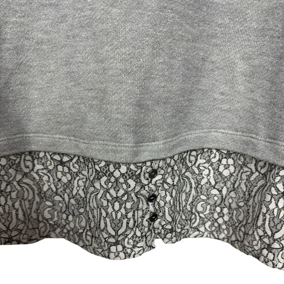 Democracy Heather Gray Lace Detail Sweater Top XL - Picture 5 of 8